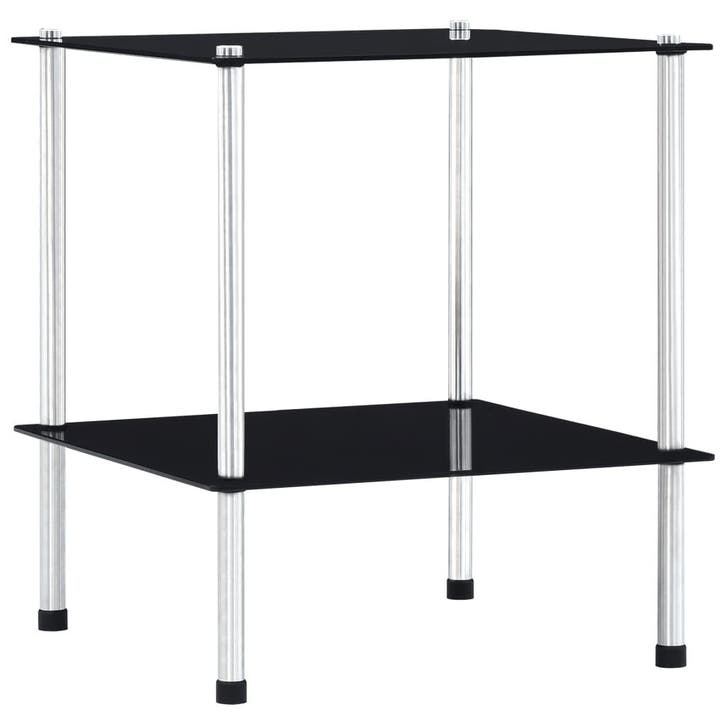 vidaXL Kastje 2-laags 40x40x47 cm gehard glas zwart, Huis en Inrichting, Kasten | Boekenkasten, Nieuw, Verzenden