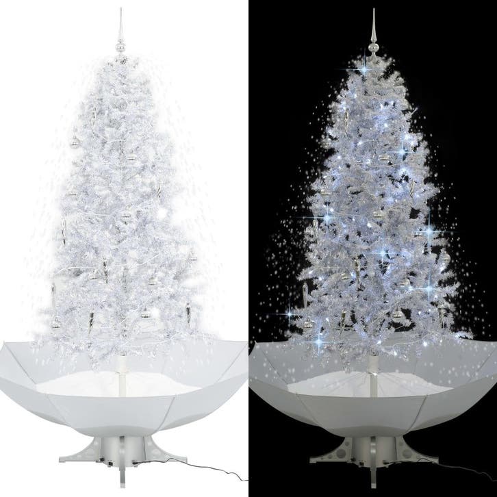 vidaXL Kerstboom sneeuwend met paraplubasis 190 cm wit, Divers, Noël, Envoi