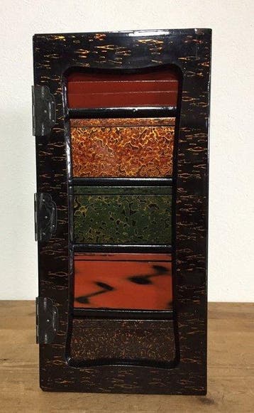 Unique Vintage Japanese Lacquered Folding Desktop Cabinet