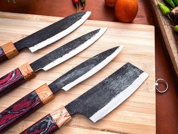 Keukenmes - Kitchen knife set - 744 - Staal, Hout,