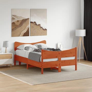 vidaXL Bedframe zonder matras massief grenenhout wasbruin, Verzenden