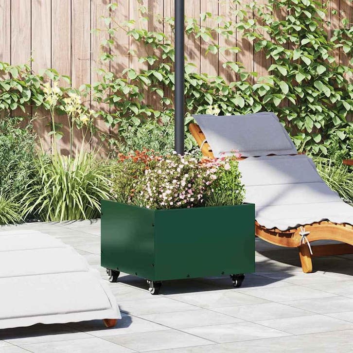 vidaXL Parasolvoet Groen 45 x 45 x 45 cm Staal, Jardin & Terrasse, Parasols, Envoi