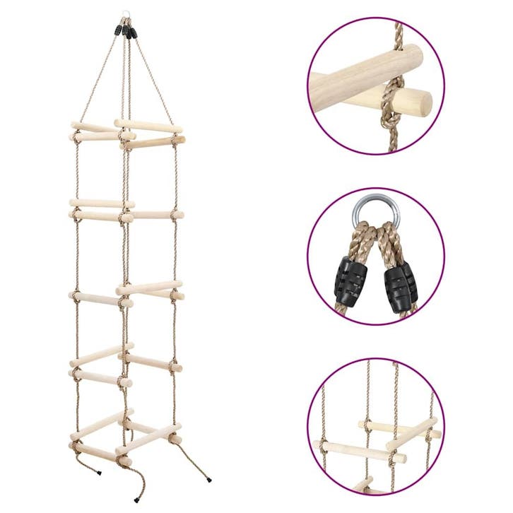 vidaXL Touwladder 200 cm hout, Sport en Fitness, Klimsport, Nieuw, Verzenden