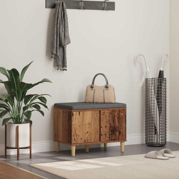 vidaXL Hallenbank Oudhout 60 x 38 x 46 cm Geengineerd Hout, Verzenden, Nieuw
