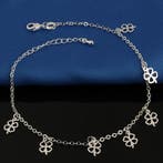 Fako Bijoux - Enkelbandje Verzilverd - Klavertje Vier Open -, Handtassen en Accessoires, Enkelbandjes en Enkelkettinkjes, Verzenden