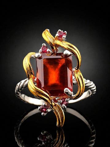 Zonder minimumprijs - Ring Hessonietgarnet Ring - 925, Nieuw