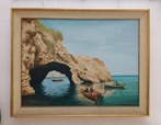E. Marconi (XX) - Arco naturale sul mare con barche, Antiek en Kunst, Kunst | Schilderijen | Klassiek