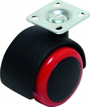 Bgs Technic Double Caster Wheel, rood / zwart, 50 mm, Verzenden, Nieuw