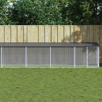 vidaXL Kippenhok met dak 1003x98x90 cm gegalvaniseerd staal, Verzenden
