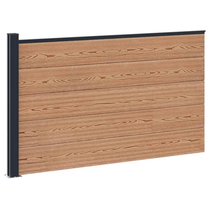 vidaXL Hekpaneel WPC en Aluminium Bruin, Tuin en Terras, Tuinhekken en Hekwerk, Nieuw, Verzenden