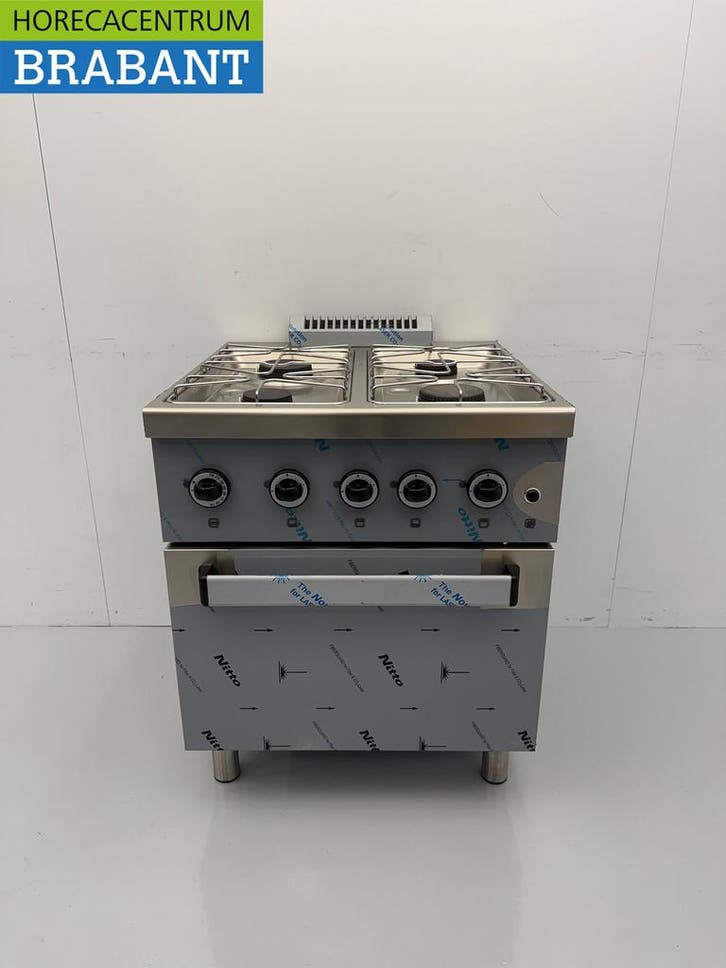 RVS MBM Dexion 4 pits Fornuis Gasfornuis met gasoven oven 70, Zakelijke goederen, Horeca | Keukenapparatuur, Ophalen of Verzenden