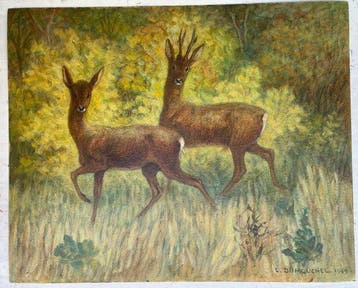 Louis Georges Dumouchel (1891–1978) - Deux chevreuils dans