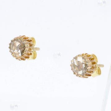 Boucles doreilles cloutées - 14 carats Or jaune Diamant