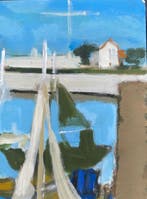 Yves Ganne (1931-2019) - Le phare et voiliers. (Vendu sans