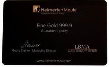 1/100 troy ounce - Goud .999 - Heimerle + Meule, Germany