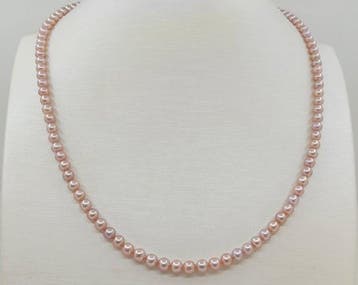 Zonder minimumprijs - Halsketting Zilver, 4,5×5 mm Pink, Nieuw