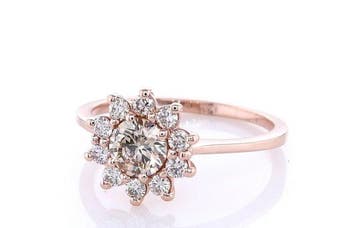Zonder minimumprijs - Ring - 14 karaat Roségoud - 0.76ct., Handtassen en Accessoires, Nieuw