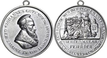Zinnmedaille 1840 Buchdruck, Verzenden