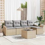vidaXL Bankstel met kussen 6 pcs Beige en Lichtgrijs poly, Verzenden, Nieuw