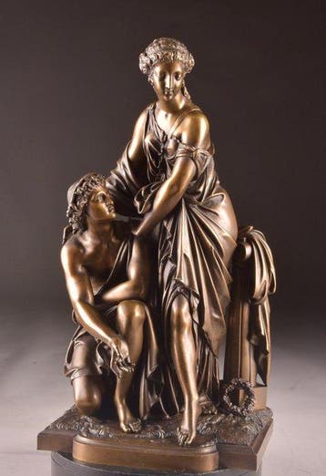 Auguste Aizelin (1821–1902) - sculptuur, Herderpaar met, Antiek en Kunst