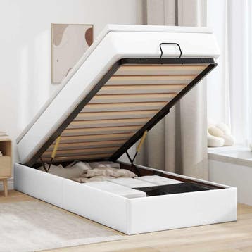 vidaXL Ottoman bed met matras 80x200 cm kunstleer wit, Verzenden, Nieuw