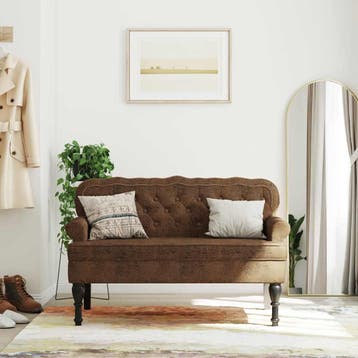 vidaXL Bankje met rugleuning 119,5x64,5x75 cm kunstsuèdeleer, Verzenden