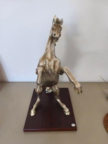 Sculpture, Cavallo rampante - 45 cm - Argent 925