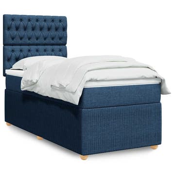 vidaXL Boxspring met matras stof blauw 80x200 cm, Verzenden, Nieuw