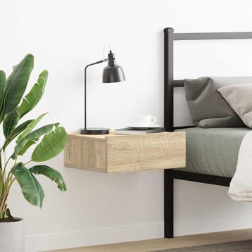 vidaXL Nachtkastje zwevend 40x30x15cm bewerkt hout sonoma, Huis en Inrichting, Slaapkamer | Nachtkastjes, Verzenden, Nieuw