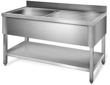 Q-Gastro Robuste RVS 1 Baks Spoeltafel + opstaande rand 120x, Ophalen of Verzenden