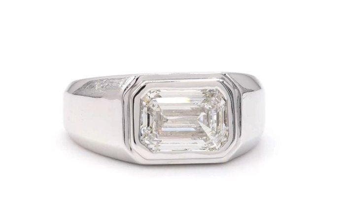 Zonder minimumprijs - Ring - 14 karaat Witgoud - 2.00ct. tw., Handtassen en Accessoires, Ringen