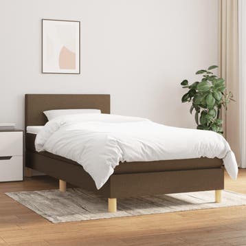 vidaXL Boxspring met matras stof donkerbruin 90x200 cm, Verzenden, Nieuw