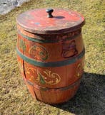 Conteneur - Bois - Art populaire - Baril peint à la main, Antiquités & Art