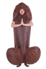 KIMU® Opblaas Kostuum Penis Donkerbruin Opblaasbaar Pak Peni, Ophalen of Verzenden, Nieuw