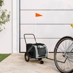 vidaXL Hondenfietstrailer oxford stof en ijzer grijs en, Verzenden