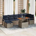 vidaXL Tuinbank Set met kussen met opslag 8 pcs Grijs poly, Tuin en Terras, Tuinsets en Loungesets, Verzenden, Nieuw