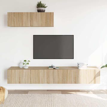 vidaXL 3-delige Tv-meubelset bewerkt hout sonoma, Verzenden, Nieuw