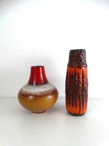 Vaas (2) - West germany - Fat lava - Aardewerk - West Gemany