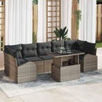 vidaXL Tuinbank Set met kussen met opslag 8 pcs Grijs Poly, Verzenden, Nieuw