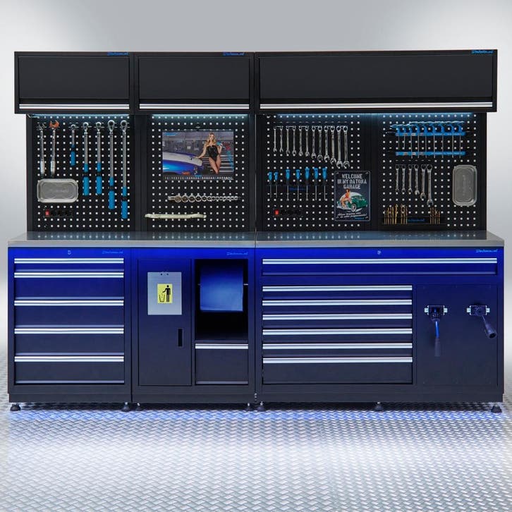 Datona Werkplaatsinrichting PREMIUM met RVS werkblad - 272, Doe-het-zelf en Bouw, Werkbanken, Ophalen of Verzenden