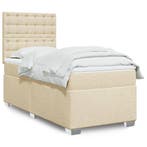 vidaXL Boxspring met matras stof crèmekleurig 90x190 cm, Verzenden, Nieuw
