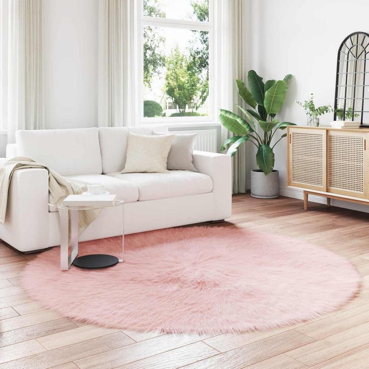 vidaXL Tapijt van imitatie schapenvacht TAFALLA Roze Ø 200, Maison & Meubles, Ameublement | Tapis & Moquettes, Envoi