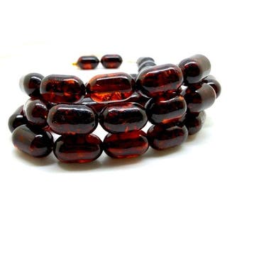 Tesbih, perles de chapelet, en forme de capsule. - Ambre -
