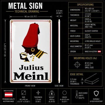 Julius Meinl Vintage Verroest Heavy Metal - 40 × 60 cm Café