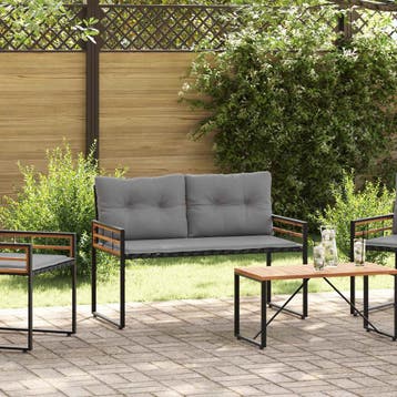 vidaXL Houten Laagbank 114 x 55 x 77 cm Lichtgrijs, Verzenden