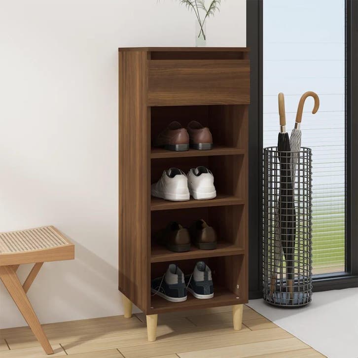 vidaXL Schoenenkast 40x36x105 cm bewerkt hout bruin, Maison & Meubles, Armoires | Armoires à chaussures, Envoi