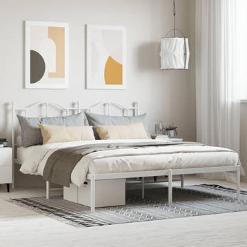 vidaXL Bedframe met hoofdbord metaal wit 180x200 cm, Verzenden, Nieuw