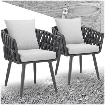 Lugano-stoel in touwdesign met aluminium frame - antraciet, Verzenden, Nieuw