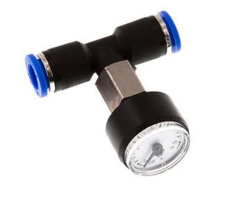 Manomètre 8mm Union Droit 0-16 bar (0-232psi), Verzenden