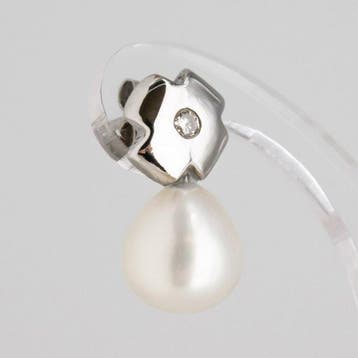 Oorbellen - 18 karaat Witgoud Diamant (Natuurlijk) - Parel, Nieuw